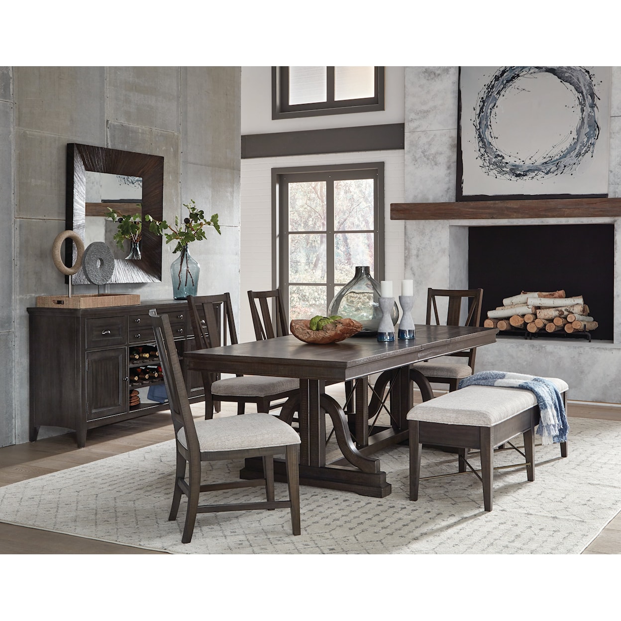 Magnussen Home Westley Falls Dining 6-Piece Dining Set w/ Bench