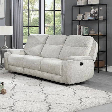 Transitional White Reclining Sofa with Powered Headrest and Footrest