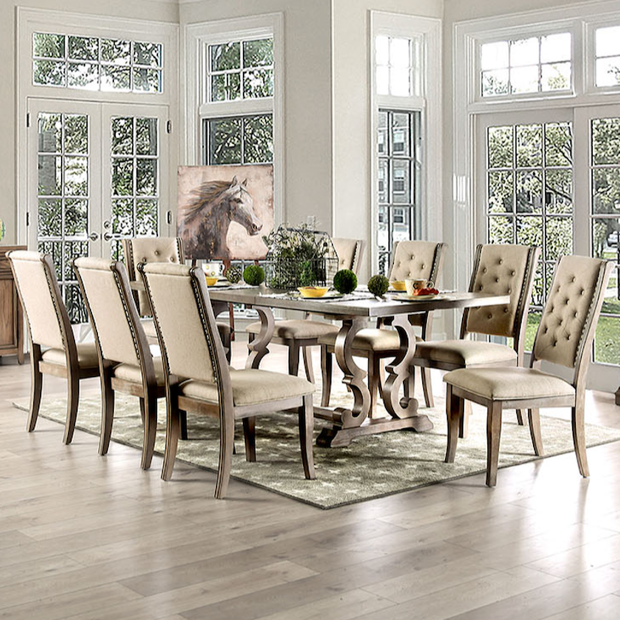 Furniture of America Patience 9 Pc. Dining Table Set