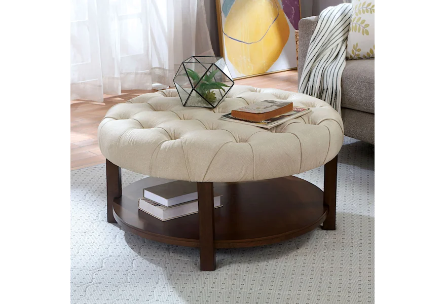 Alferia Round Ottoman by Furniture of America at Dream Home Interiors