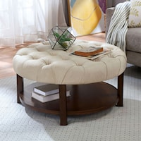 Transitional Round Ottoman with Tufting