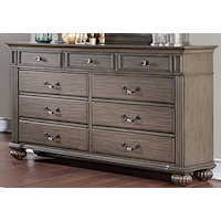 Traditional 9-Drawer Dresser with Antique Brass Handles