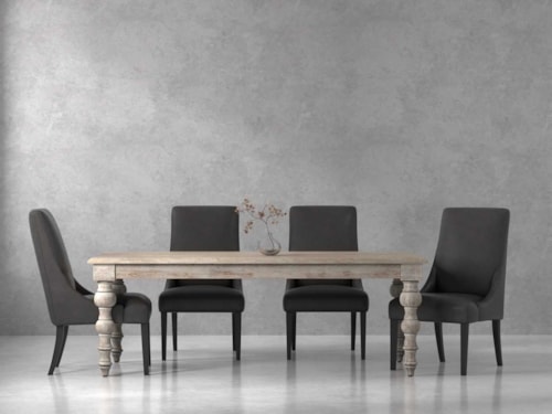 Transitional 5-Piece Dining Set with Four Upholstered Side Chairs