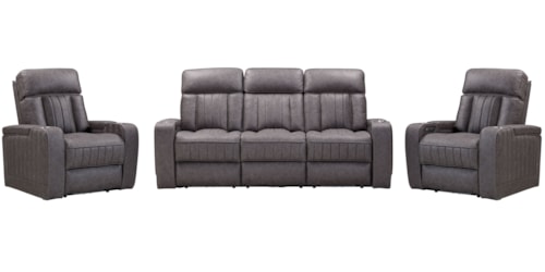 Casual Power Reclining Sofa and Dual Recliners Set with Power Headrests