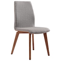 Mid-Century Modern Dining Chairs in Walnut Finish with Gray Fabric