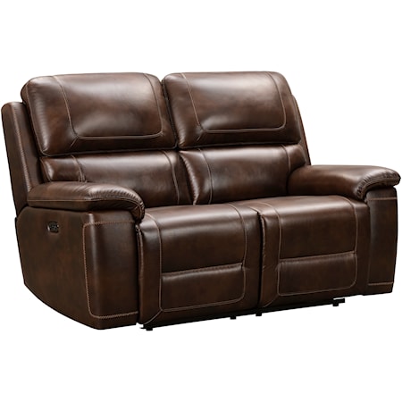 Leather Match Power Reclining Loveseat with Power Headrests