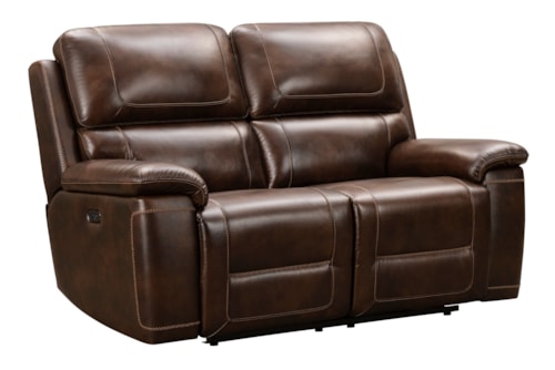 Leather Match Power Reclining Loveseat with Power Headrests