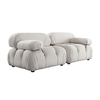 Paloma 2Pc Modular 74 Inch Sofa In Light Cream Velvet