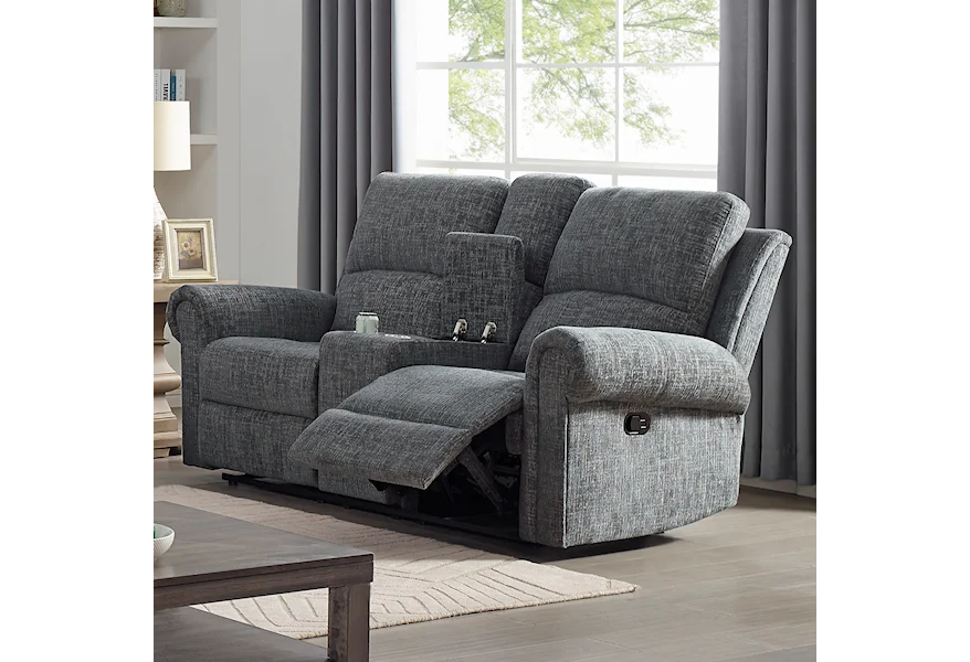 Connor Power Reclining Console Loveseat by New Classic at Furniture Superstore - Rochester, MN
