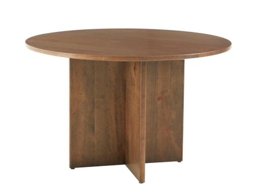 Transitional 48" Round Dining Table with Wooden Pedestal Base
