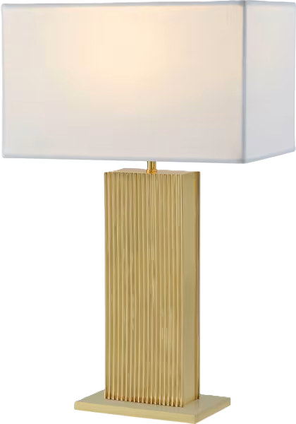 Contemporary Brass Table Lamp with Rectangular Linen Shade