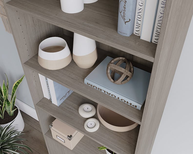 Sauder Beginnings 428234 Transitional 5Shelf Bookcase with Adjustable