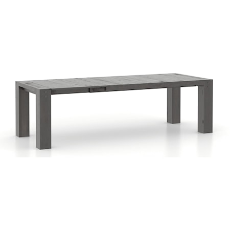Industrial Rectangular Dining Table with Self-Storing Leaf