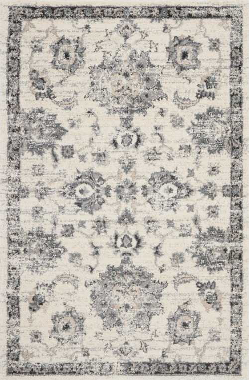 4' x 6' Cream/Grey Rectangle Rug