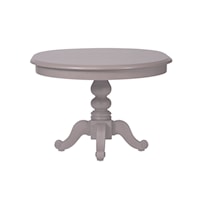 Transitional Round Pedestal Table with Leaf Insert
