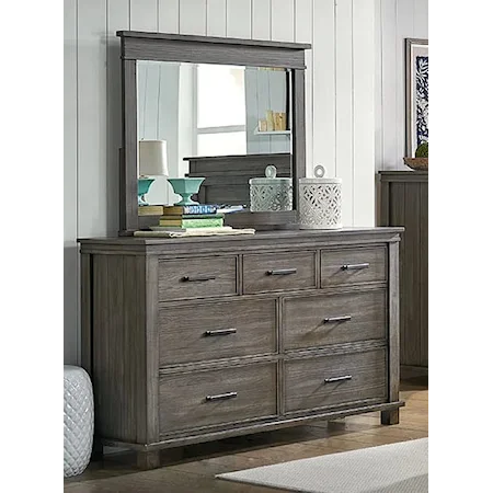 Transitional Dresser with Mirror