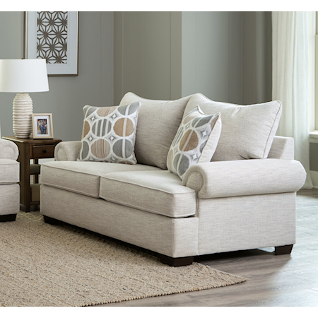 Transitional Loveseat with Rolled Arms