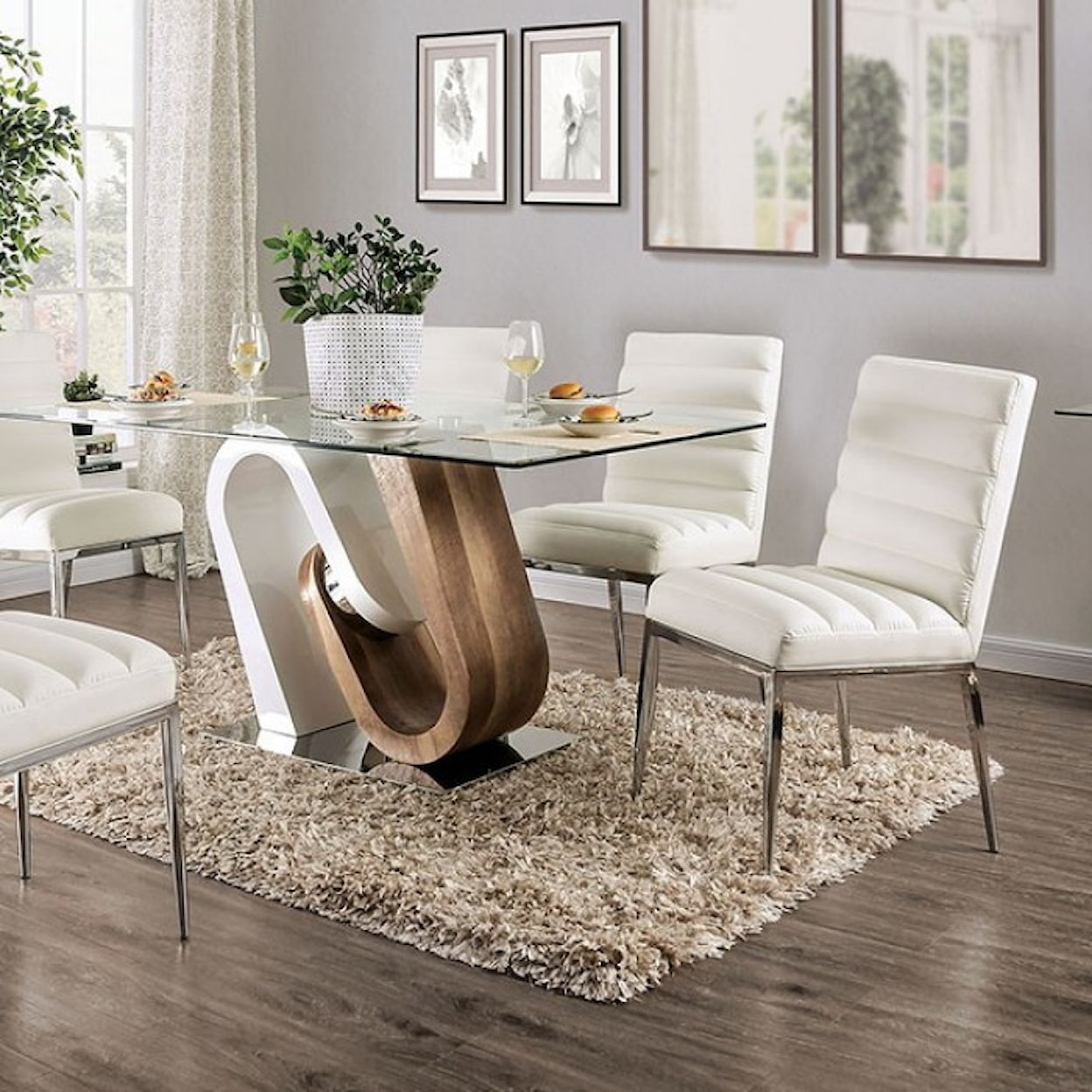 Furniture of America - FOA Cilegon 5-Piece Dining Table Set