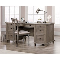 Transitional 7-Drawer Executive Desk with Drop-Front Keyboard/Mousepad