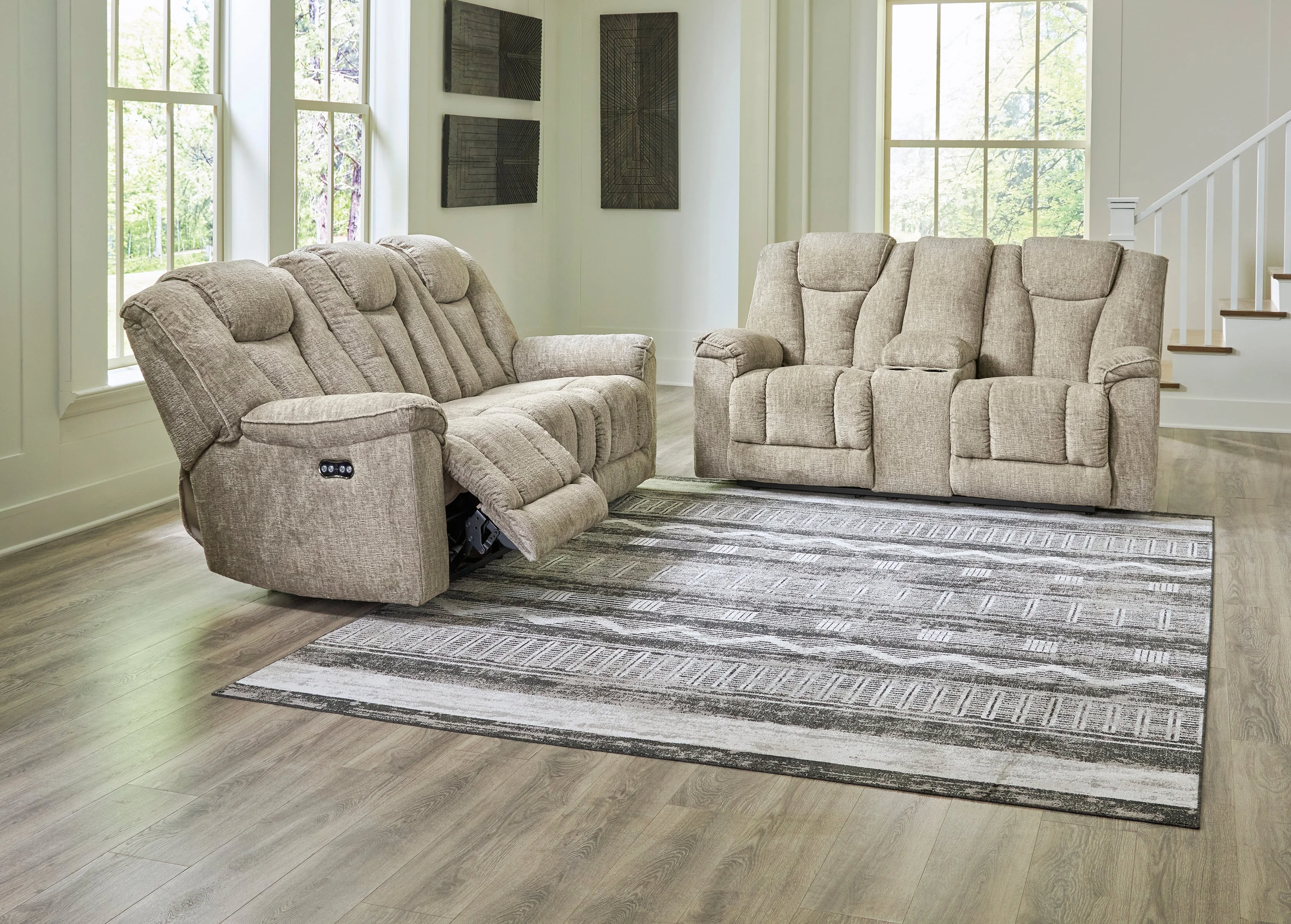 Signature Design by Ashley Hindmarsh 90309U1 Power Reclining Sofa And Loveseat | Standard ...