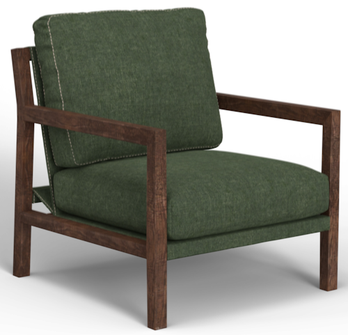 Contemporary Upholstered Armchair with Exposed Wooden Frame