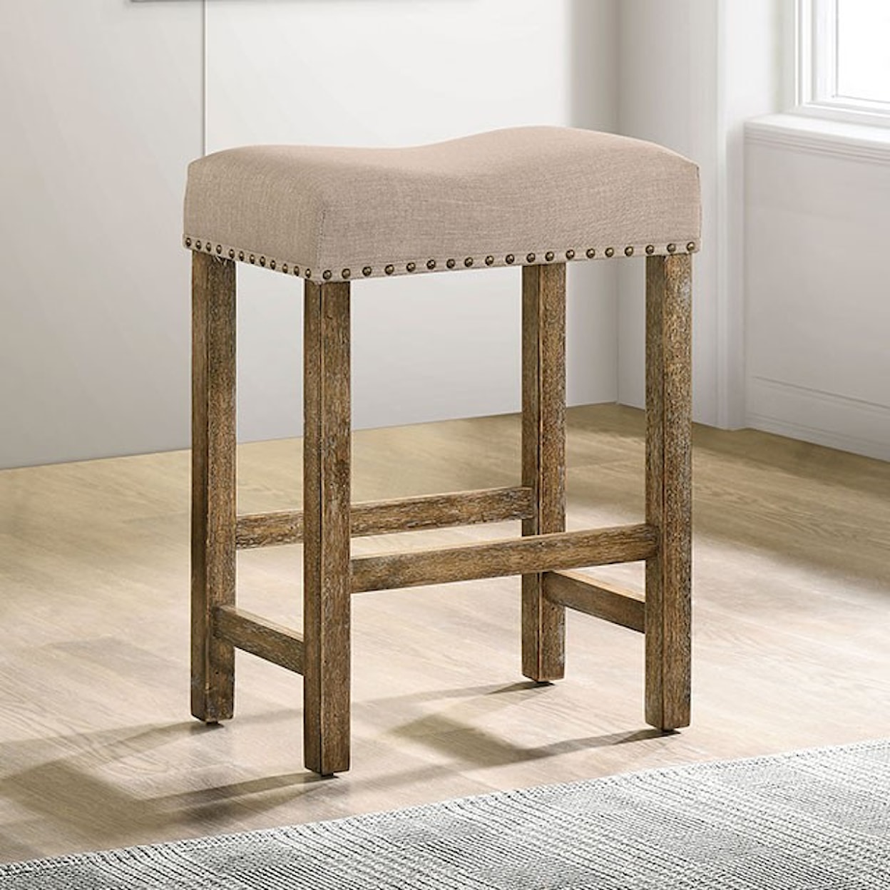 Furniture of America Plankinton Two-Piece Counter Height Stool Set