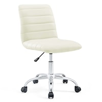 Ripple Contemporary Armless Mid Back Vinyl Office Chair - Ivory