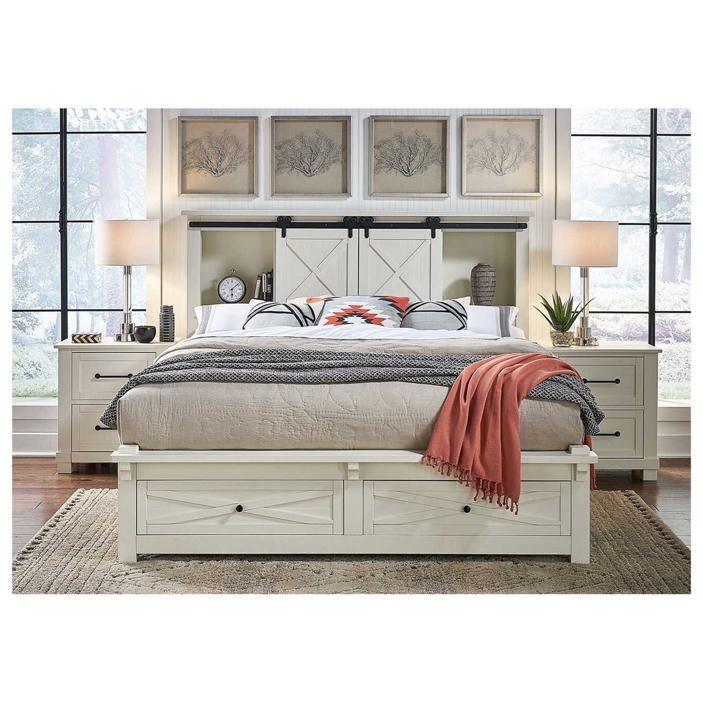 AAmerica Sun Valley SUVWT5031 Queen Bookcase Bed with Footboard Storage