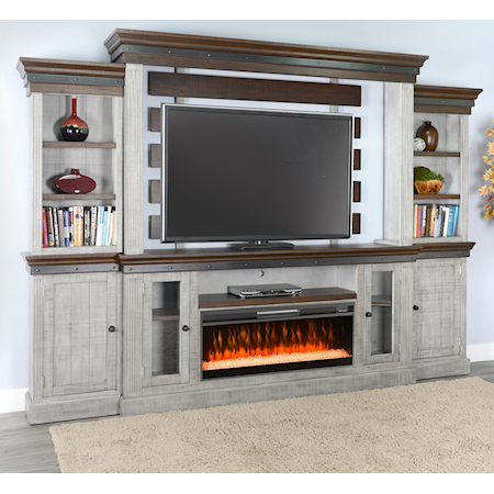 Entertainment Wall with Fireplace Insert