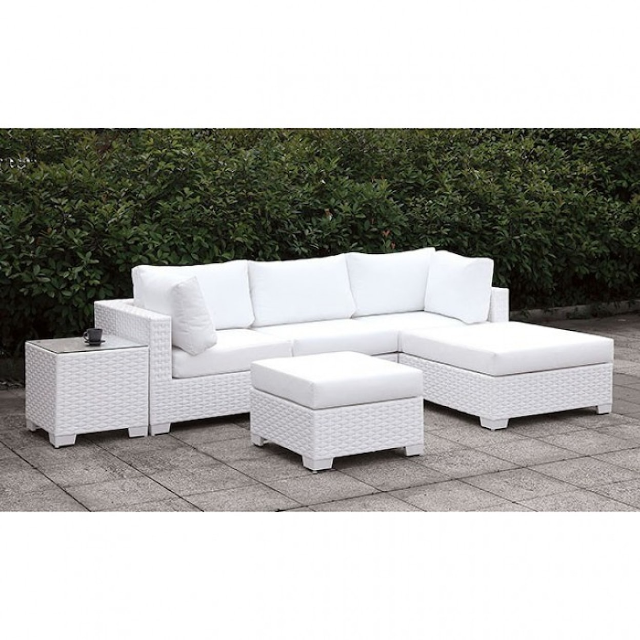 Furniture of America Somani L-Sectional + End Table + Ottoman