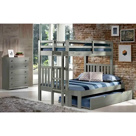Cambridge Twin over Full Bunk Bed with Trundle Storage