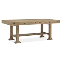 Transitional Farmhouse Trestle Dining Table with Two Butterfly Leaves