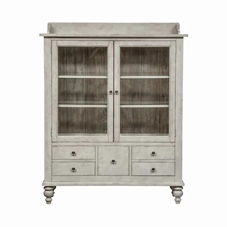 Farmhouse Display Cabinet with 5 Drawers and 3 Shelves