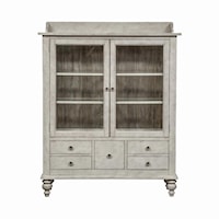 Farmhouse Display Cabinet with 5 Drawers and 3 Shelves