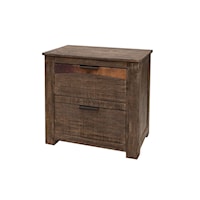 Rustic Night Stand with Two Drawers