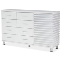 Contemporary 9-Drawer Dresser with Metal Feet
