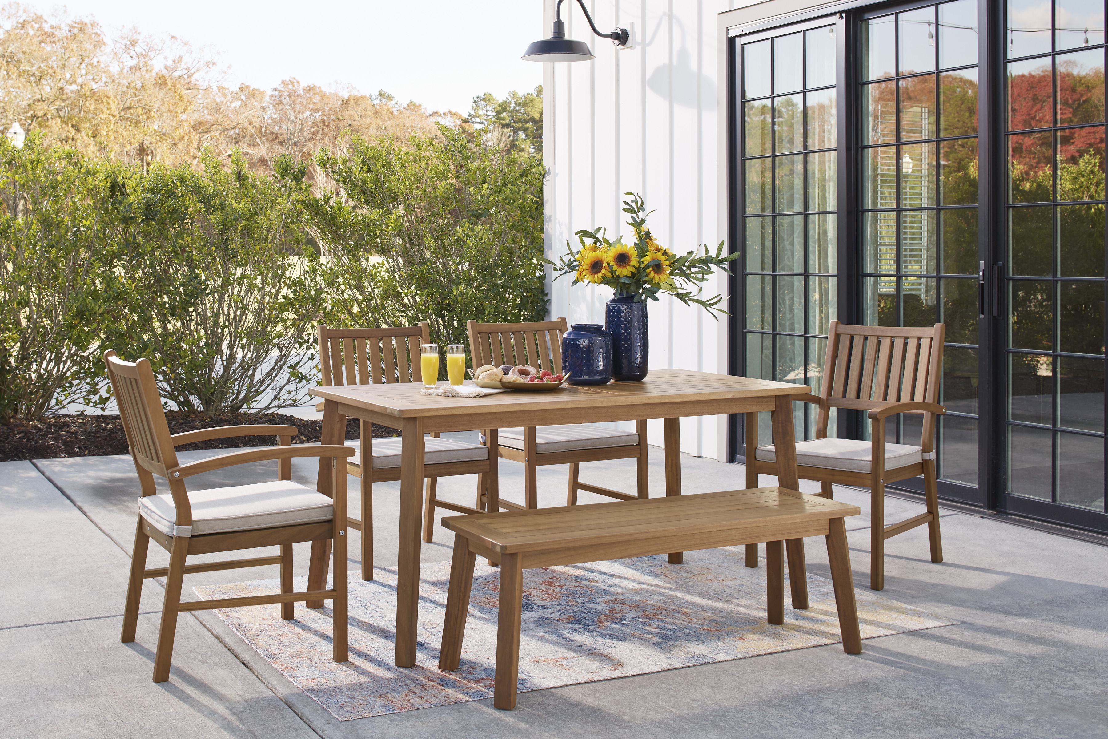 denia wooden 4 seater dining set with standard chairs