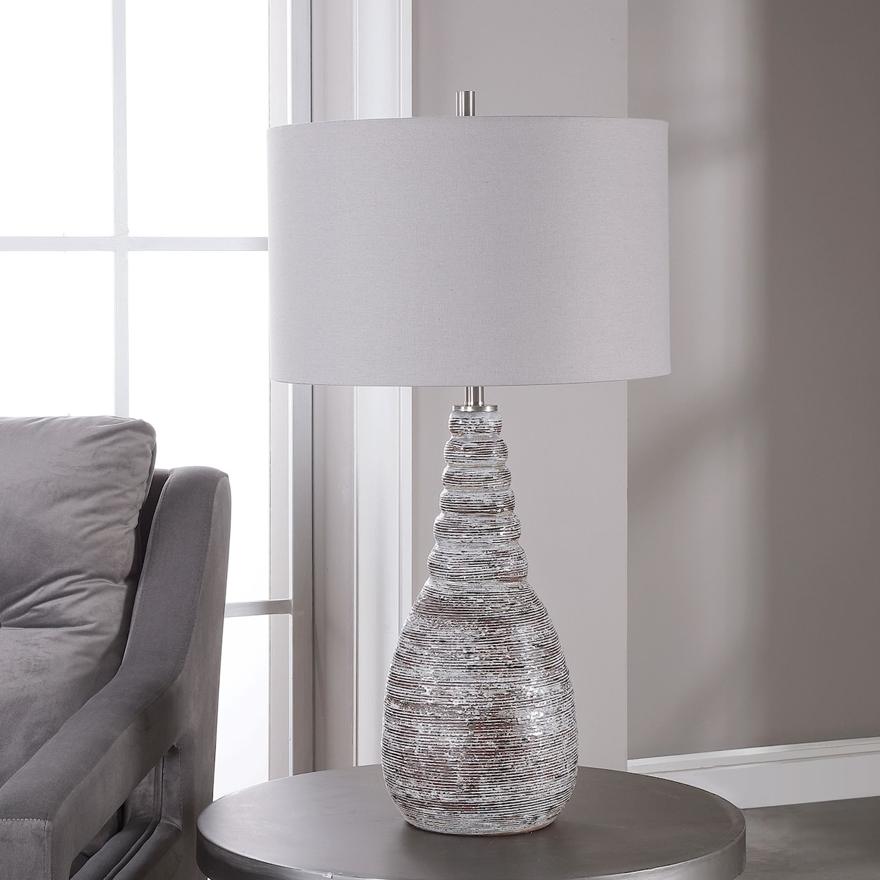 Uttermost Table Lamps White Crackle Table Lamp