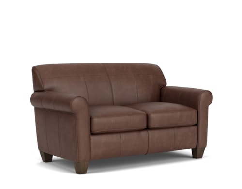Transitional Loveseat with Tapered Legs