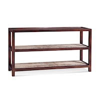 Console Table with Rattan Shelves