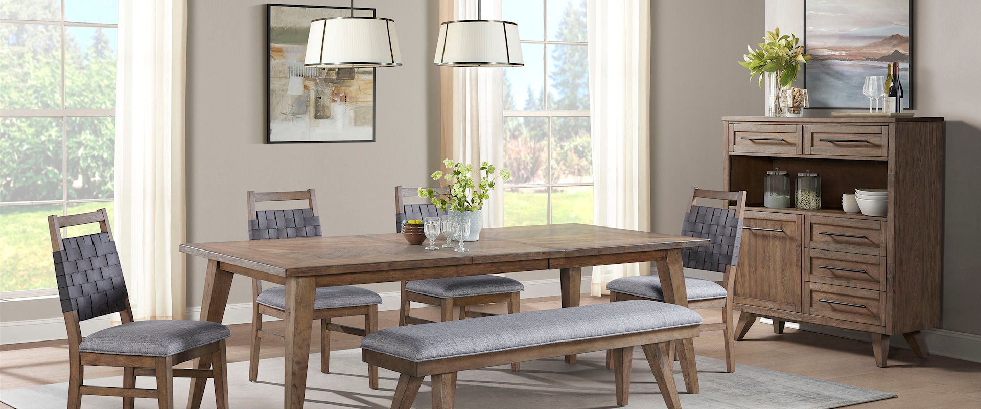 Transitional 7-Piece Dining Set