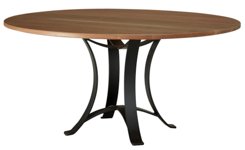 Transitional 60" Round Dining Table with Metal Pedestal Base