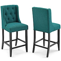 Counter Bar Stool Upholstered Fabric Set of 2