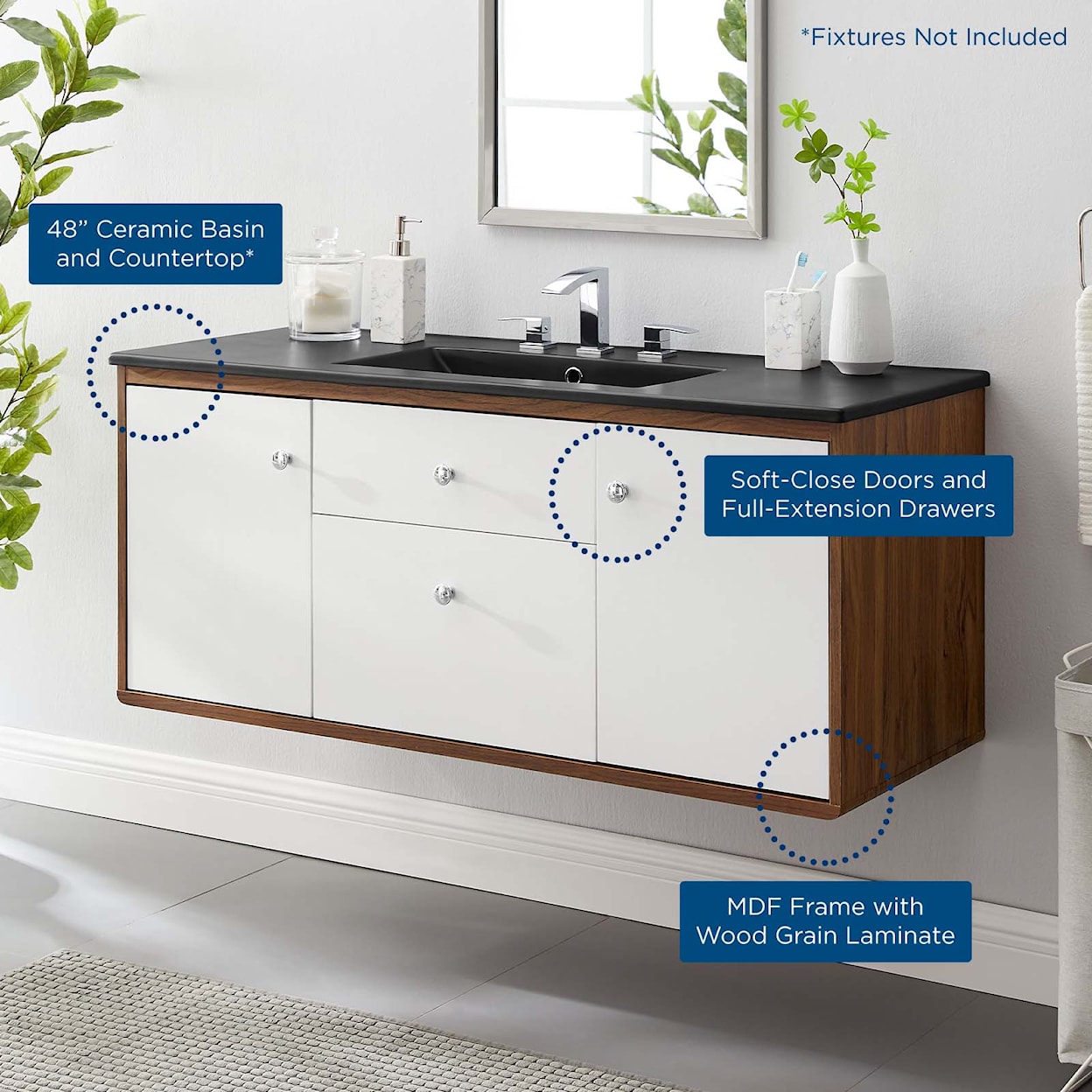 Modway Transmit 48" Wall-Mount Bathroom Vanity