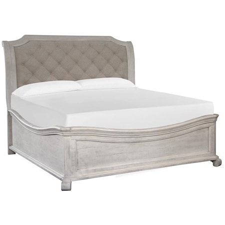 Queen Sleigh Bed with Shaped Footboard