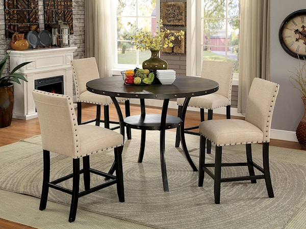 5-Piece Round Counter Height Table Set
