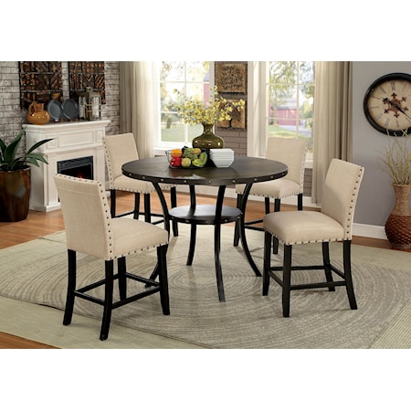 5-Piece Round Counter Height Table Set