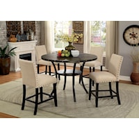Industrial 5-Piece Round Counter Height Table Set