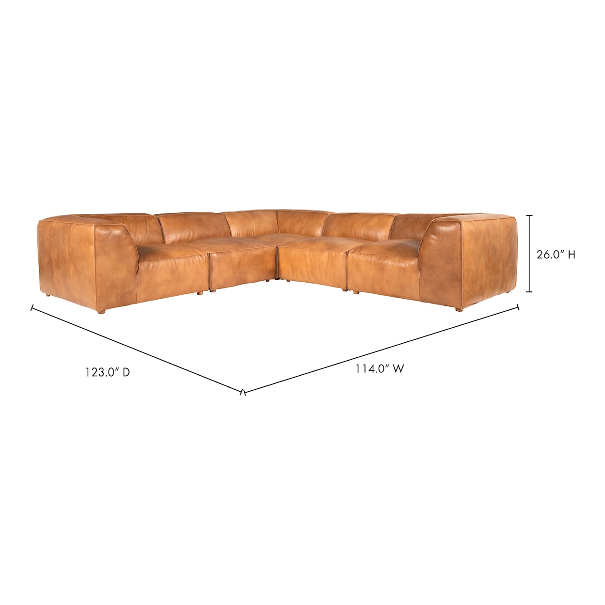 Moe's Home Collection Luxe Luxe Classic L Modular Sectional Tan