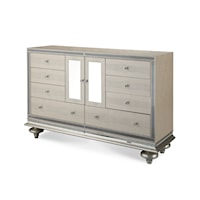 Glam Upholstered 8-Drawer Dresser with Velvet-lined Drawers